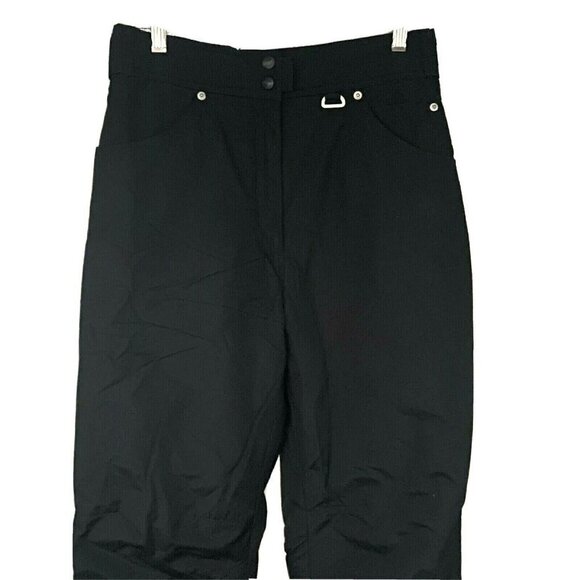 Vintage Womens Slalom Black Ski Snow Pants Medium Insulated Waterproof Pockets - Picture 3 of 11